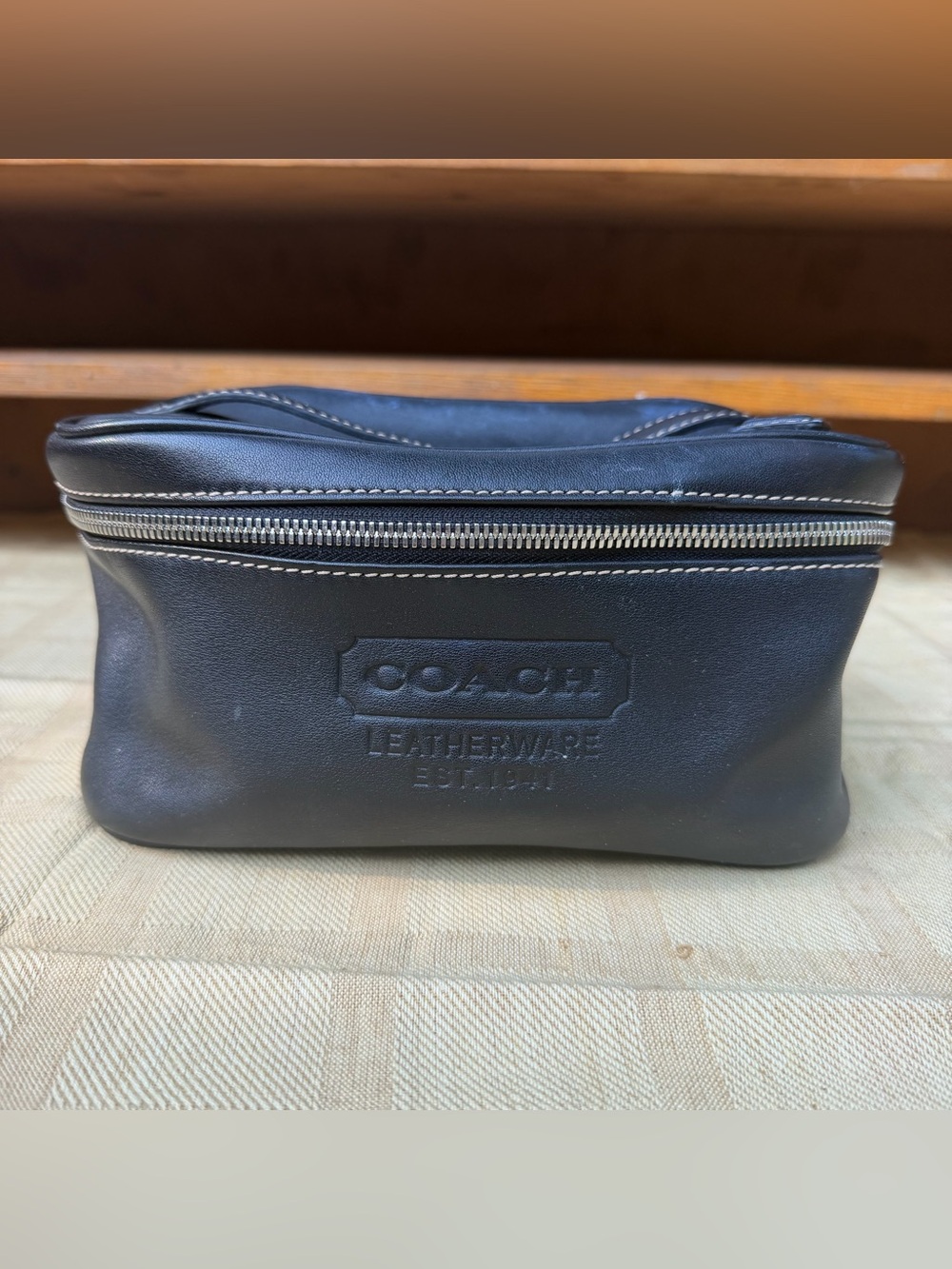 Coach 5067 Train Cosmetic Bag in Black Leather